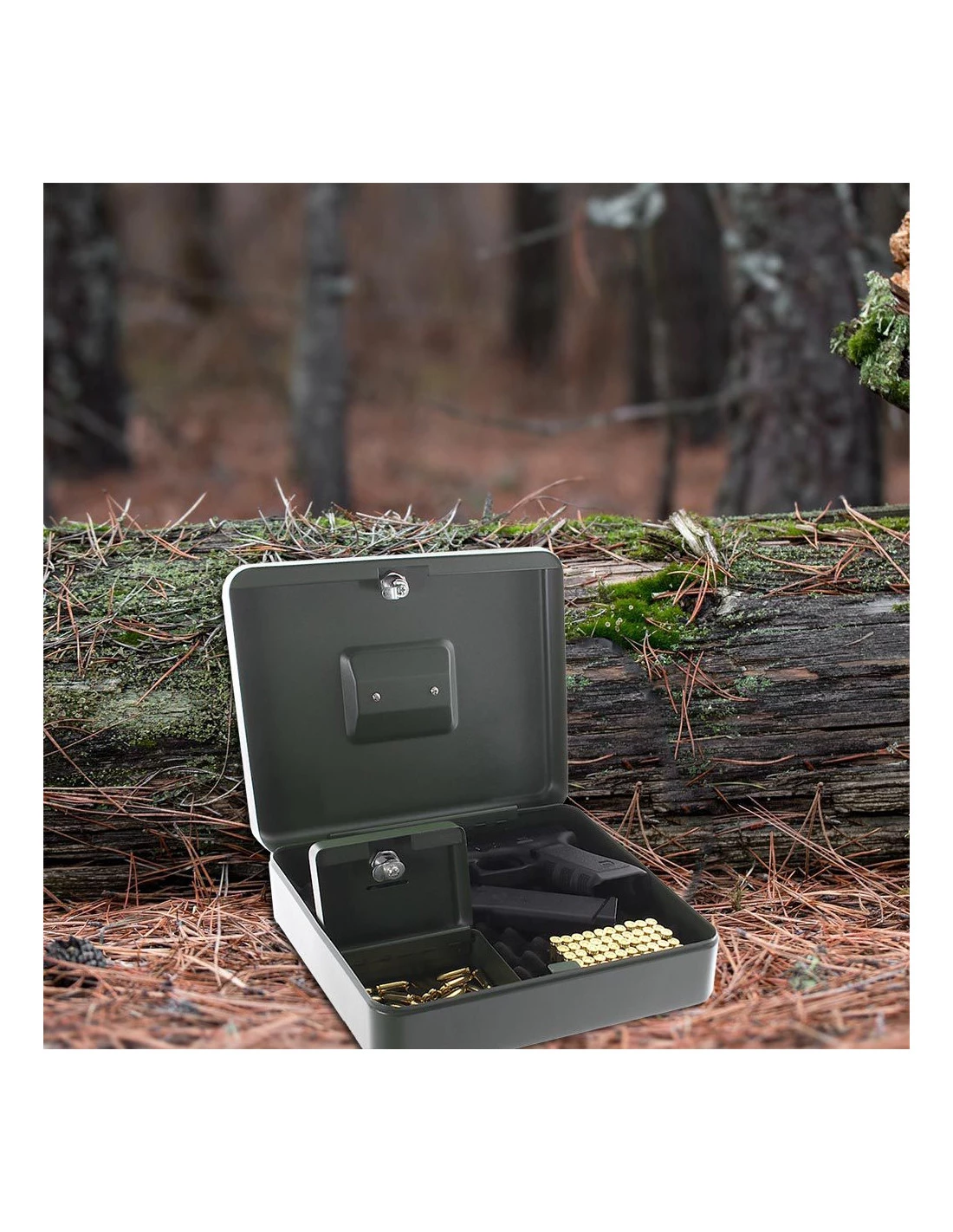 coffre-fort-arme-de-poing-Coffre Fort Armes De Poing Rottner Gun Box Verte Serrure À Clé-4