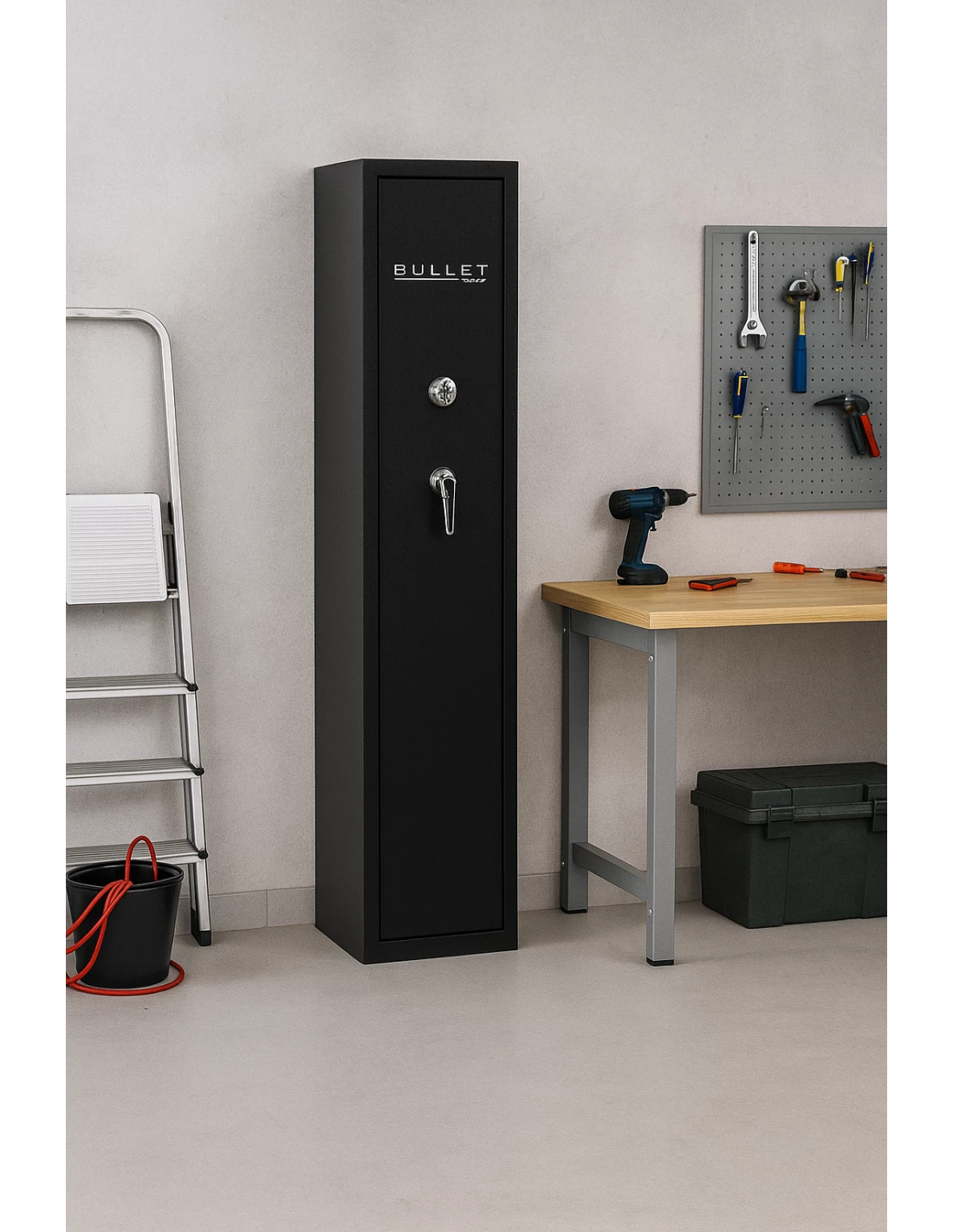 Armoire À Fusils Bordogna Bullet 3C Serrure À Clé installé dans un garage armoire-1-9-fusils-Armoire À Fusils Bordogna Bullet 3/C Serrure À Clé-2