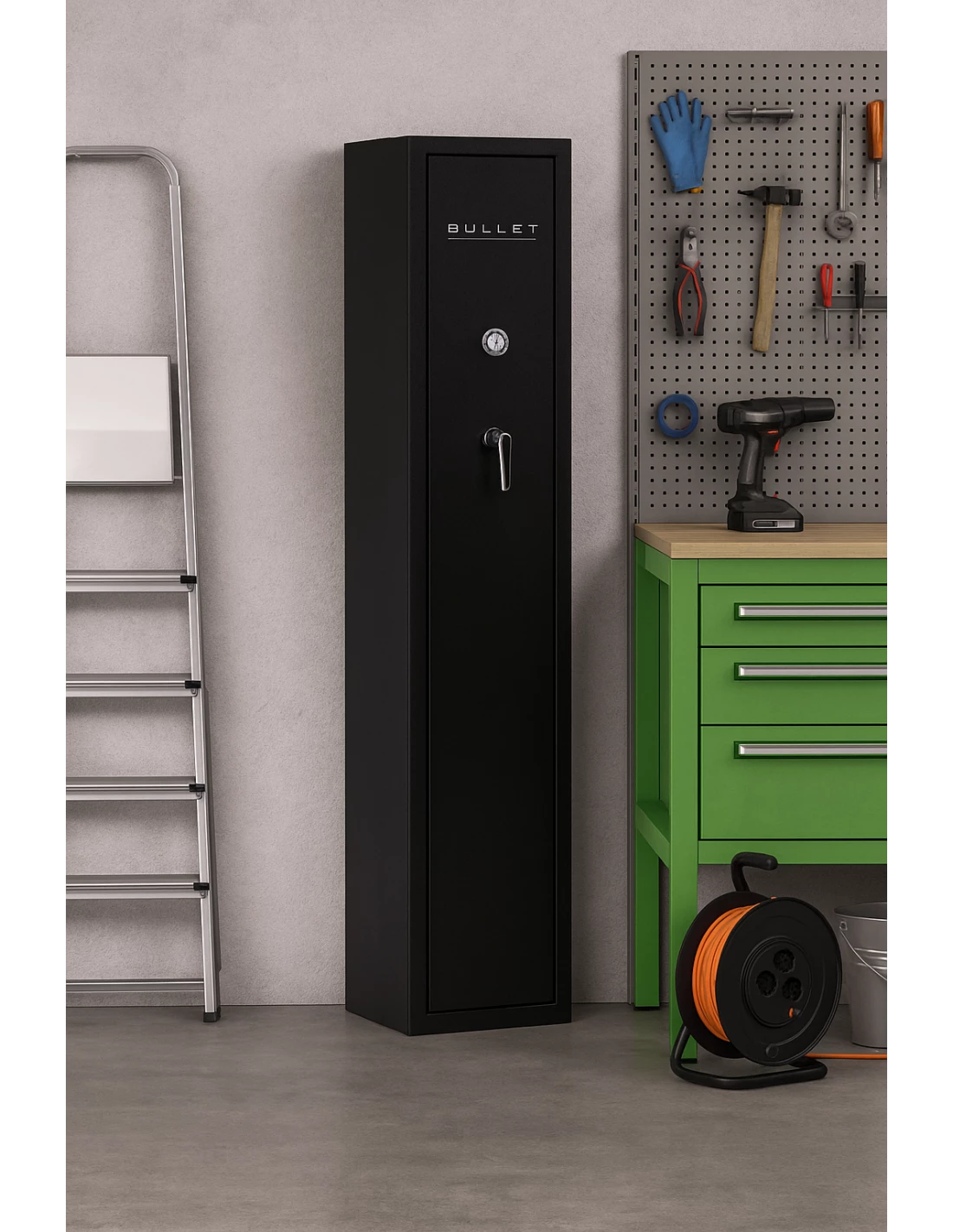 Armoire À Fusils Bordogna Bullet 5C Serrure À Clé installé dans un garage armoire-1-9-fusils-Armoire À Fusils Bordogna Bullet 5/C Serrure À Clé-2