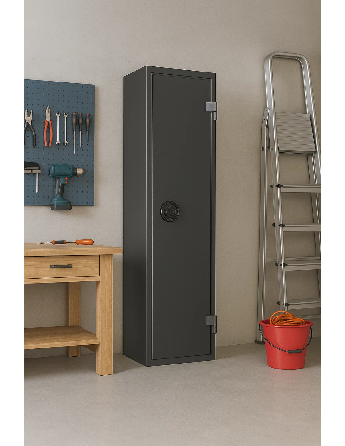 Armoire 7 Fusils Format Classe A Wf 145-7 Serrure À Clé installé dans un garage armoire-forte-fusils-Armoire 7 Fusils Format Classe A Wf 145-7 Serrure À Clé-2