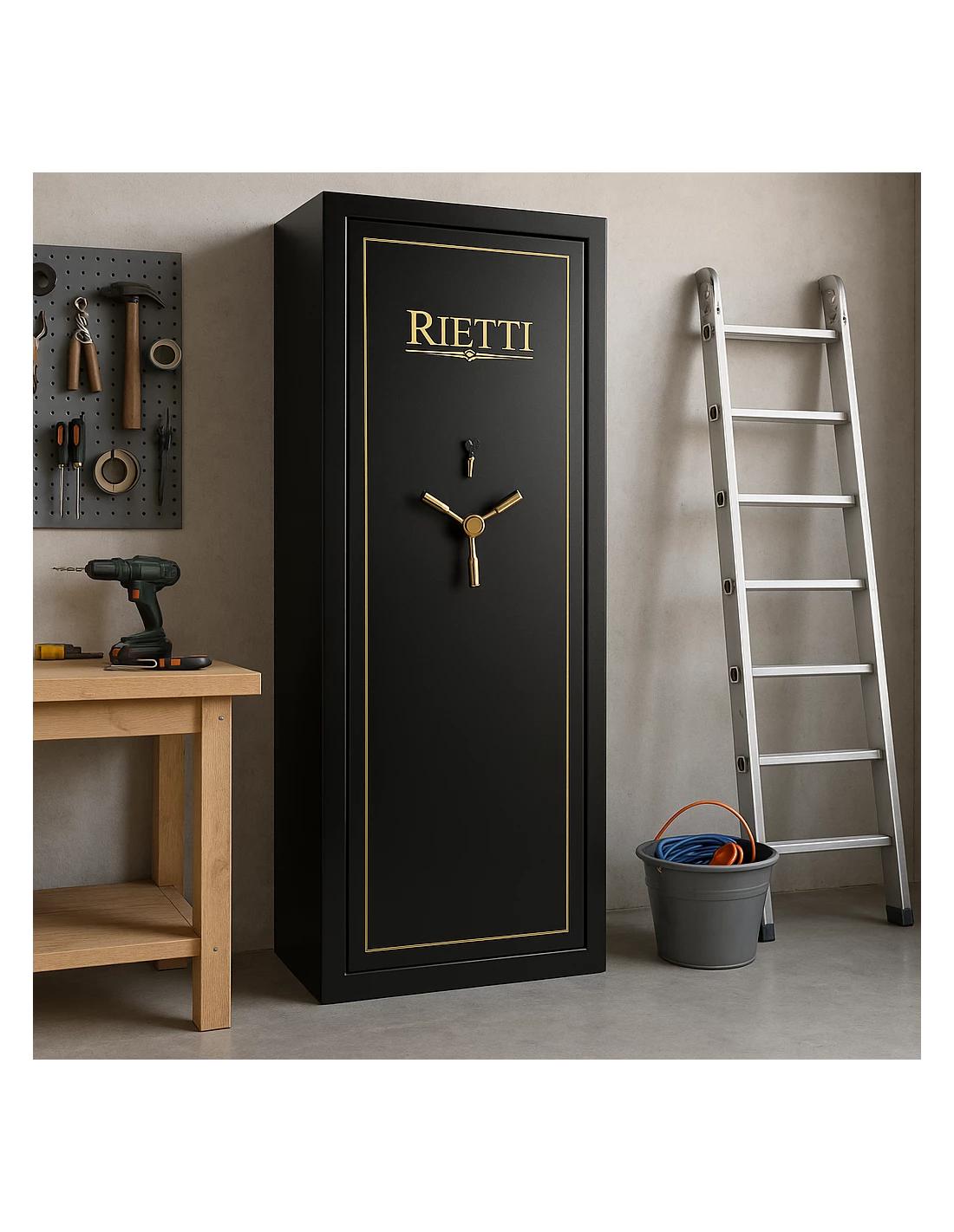 Armoire À Fusils Rietti 18 Armes Serrure A Clé installé dans un garage armoire-10-fusils-Armoire À Fusils Rietti 18 Armes Serrure A Clé-2