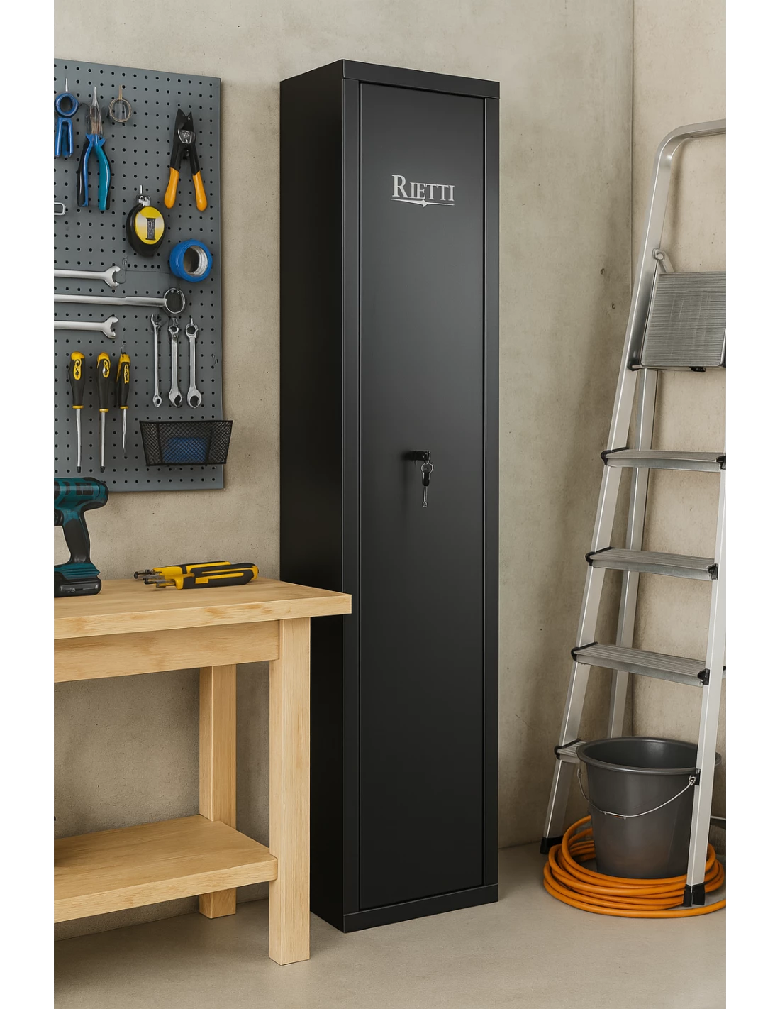 Armoire À Fusils Rietti 7 Armes Serrure A Clé installé dans un garage armoire-1-9-fusils-Armoire À Fusils Rietti 7 Armes Serrure A Clé-2